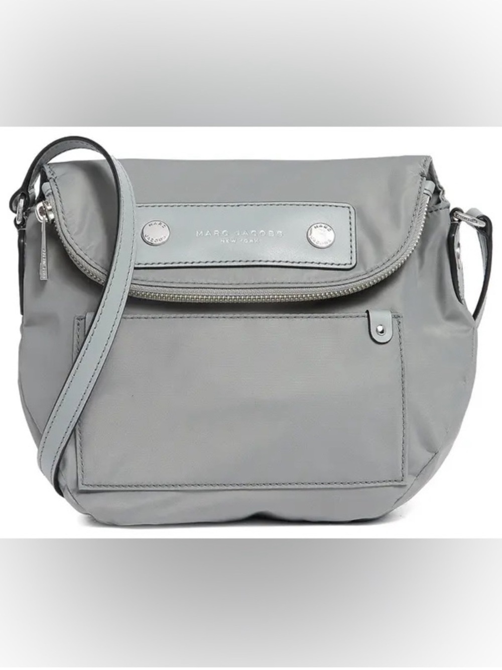Marc Jacobs Preppy Nylon Mini Natasha Messenger Crossbody Bag Rock Grey NWT